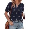 image:imageBTFBM Womens Summer Tops Boho V Neck Short Sleeve Dressy Casual Business Blouses Flowy Floral Print Shirt Trendy 2026Floral Navy Apricot