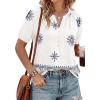 image:imageBTFBM Womens Summer Tops Boho V Neck Short Sleeve Dressy Casual Business Blouses Flowy Floral Print Shirt Trendy 2026Floral White Navy
