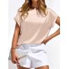 image:imageBTFBM Womens Summer Tops Satin Blouses Dressy Casual Loose Crewneck Short Sleeve Shirts 2026 Work Business OutfitsBeige