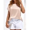 image:imageBTFBM Womens Summer Tops Satin Blouses Dressy Casual Loose Crewneck Short Sleeve Shirts 2026 Work Business OutfitsBeige