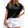 image:imageBTFBM Womens Summer Tops Satin Blouses Dressy Casual Loose Crewneck Short Sleeve Shirts 2026 Work Business OutfitsBlack