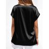 image:imageBTFBM Womens Summer Tops Satin Blouses Dressy Casual Loose Crewneck Short Sleeve Shirts 2026 Work Business OutfitsBlack