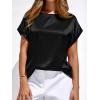 image:imageBTFBM Womens Summer Tops Satin Blouses Dressy Casual Loose Crewneck Short Sleeve Shirts 2026 Work Business OutfitsBlack
