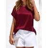 image:imageBTFBM Womens Summer Tops Satin Blouses Dressy Casual Loose Crewneck Short Sleeve Shirts 2026 Work Business OutfitsBurgundy