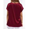 image:imageBTFBM Womens Summer Tops Satin Blouses Dressy Casual Loose Crewneck Short Sleeve Shirts 2026 Work Business OutfitsBurgundy