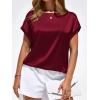 image:imageBTFBM Womens Summer Tops Satin Blouses Dressy Casual Loose Crewneck Short Sleeve Shirts 2026 Work Business OutfitsBurgundy
