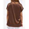 image:imageBTFBM Womens Summer Tops Satin Blouses Dressy Casual Loose Crewneck Short Sleeve Shirts 2026 Work Business OutfitsChocolate Brown