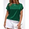 image:imageBTFBM Womens Summer Tops Satin Blouses Dressy Casual Loose Crewneck Short Sleeve Shirts 2026 Work Business OutfitsGreen