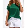 image:imageBTFBM Womens Summer Tops Satin Blouses Dressy Casual Loose Crewneck Short Sleeve Shirts 2026 Work Business OutfitsGreen