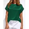 image:imageBTFBM Womens Summer Tops Satin Blouses Dressy Casual Loose Crewneck Short Sleeve Shirts 2026 Work Business OutfitsGreen