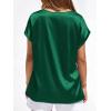 image:imageBTFBM Womens Summer Tops Satin Blouses Dressy Casual Loose Crewneck Short Sleeve Shirts 2026 Work Business OutfitsGreen
