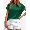 image:imageBTFBM Womens Summer Tops Satin Blouses Dressy Casual Loose Crewneck Short Sleeve Shirts 2026 Work Business OutfitsGreen