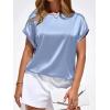 image:imageBTFBM Womens Summer Tops Satin Blouses Dressy Casual Loose Crewneck Short Sleeve Shirts 2026 Work Business OutfitsLight Blue