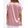 image:imageBTFBM Womens Summer Tops Satin Blouses Dressy Casual Loose Crewneck Short Sleeve Shirts 2026 Work Business OutfitsPink