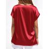 image:imageBTFBM Womens Summer Tops Satin Blouses Dressy Casual Loose Crewneck Short Sleeve Shirts 2026 Work Business OutfitsRed