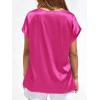 image:imageBTFBM Womens Summer Tops Satin Blouses Dressy Casual Loose Crewneck Short Sleeve Shirts 2026 Work Business OutfitsRose Red