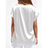 image:imageBTFBM Womens Summer Tops Satin Blouses Dressy Casual Loose Crewneck Short Sleeve Shirts 2026 Work Business OutfitsWhite