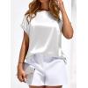 image:imageBTFBM Womens Summer Tops Satin Blouses Dressy Casual Loose Crewneck Short Sleeve Shirts 2026 Work Business OutfitsWhite