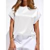 image:imageBTFBM Womens Summer Tops Satin Blouses Dressy Casual Loose Crewneck Short Sleeve Shirts 2026 Work Business OutfitsWhite