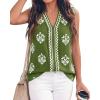image:imageBTFBM Womens Tank Tops Floral Printed V Neck Sleeveless Spring 2026 Business Work Dressy Casual Shirts Chiffon BlousesArmy Green