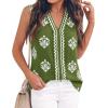 image:imageBTFBM Womens Tank Tops Floral Printed V Neck Sleeveless Spring 2026 Business Work Dressy Casual Shirts Chiffon BlousesArmy Green