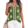 image:imageBTFBM Womens Tank Tops Floral Printed V Neck Sleeveless Spring 2026 Business Work Dressy Casual Shirts Chiffon BlousesArmy Green