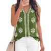 image:imageBTFBM Womens Tank Tops Floral Printed V Neck Sleeveless Spring 2026 Business Work Dressy Casual Shirts Chiffon BlousesArmy Green