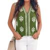image:imageBTFBM Womens Tank Tops Floral Printed V Neck Sleeveless Spring 2026 Business Work Dressy Casual Shirts Chiffon BlousesArmy Green