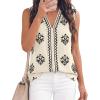 image:imageBTFBM Womens Tank Tops Floral Printed V Neck Sleeveless Spring 2026 Business Work Dressy Casual Shirts Chiffon BlousesBeige