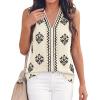 image:imageBTFBM Womens Tank Tops Floral Printed V Neck Sleeveless Spring 2026 Business Work Dressy Casual Shirts Chiffon BlousesBeige
