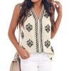 image:imageBTFBM Womens Tank Tops Floral Printed V Neck Sleeveless Spring 2026 Business Work Dressy Casual Shirts Chiffon BlousesBeige