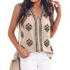 image:imageBTFBM Womens Tank Tops Floral Printed V Neck Sleeveless Spring 2026 Business Work Dressy Casual Shirts Chiffon BlousesKhaki