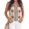 image:imageBTFBM Womens Tank Tops Floral Printed V Neck Sleeveless Spring 2026 Business Work Dressy Casual Shirts Chiffon BlousesKhaki