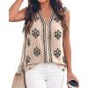image:imageBTFBM Womens Tank Tops Floral Printed V Neck Sleeveless Spring 2026 Business Work Dressy Casual Shirts Chiffon BlousesKhaki