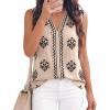 image:imageBTFBM Womens Tank Tops Floral Printed V Neck Sleeveless Spring 2026 Business Work Dressy Casual Shirts Chiffon BlousesKhaki