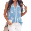 image:imageBTFBM Womens Tank Tops Floral Printed V Neck Sleeveless Spring 2026 Business Work Dressy Casual Shirts Chiffon BlousesLight Blue