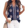 image:imageBTFBM Womens Tank Tops Floral Printed V Neck Sleeveless Spring 2026 Business Work Dressy Casual Shirts Chiffon BlousesNavy Blue