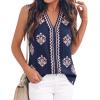 image:imageBTFBM Womens Tank Tops Floral Printed V Neck Sleeveless Spring 2026 Business Work Dressy Casual Shirts Chiffon BlousesNavy Blue