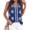 image:imageBTFBM Womens Tank Tops Floral Printed V Neck Sleeveless Spring 2026 Business Work Dressy Casual Shirts Chiffon BlousesRoyal Blue