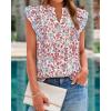 image:imageBTFBM Womens Tops Dressy Casual 2026 Spring Summer Shirts Boho Floral V Neck Ruffle Cap Sleeve Business Work BlousesFloral Beige Multi