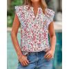 image:imageBTFBM Womens Tops Dressy Casual 2026 Spring Summer Shirts Boho Floral V Neck Ruffle Cap Sleeve Business Work BlousesFloral Beige Multi