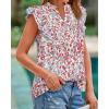 image:imageBTFBM Womens Tops Dressy Casual 2026 Spring Summer Shirts Boho Floral V Neck Ruffle Cap Sleeve Business Work BlousesFloral Beige Multi