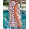 image:imageBTFBM Womens Tops Dressy Casual 2026 Spring Summer Shirts Boho Floral V Neck Ruffle Cap Sleeve Business Work BlousesFloral Beige Multi