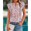 image:imageBTFBM Womens Tops Dressy Casual 2026 Spring Summer Shirts Boho Floral V Neck Ruffle Cap Sleeve Business Work BlousesFloral Beige Multi