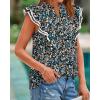 image:imageBTFBM Womens Tops Dressy Casual 2026 Spring Summer Shirts Boho Floral V Neck Ruffle Cap Sleeve Business Work BlousesFloral Black Blue
