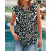 image:imageBTFBM Womens Tops Dressy Casual 2026 Spring Summer Shirts Boho Floral V Neck Ruffle Cap Sleeve Business Work BlousesFloral Black Blue