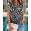 image:imageBTFBM Womens Tops Dressy Casual 2026 Spring Summer Shirts Boho Floral V Neck Ruffle Cap Sleeve Business Work BlousesFloral Black Blue