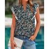 image:imageBTFBM Womens Tops Dressy Casual 2026 Spring Summer Shirts Boho Floral V Neck Ruffle Cap Sleeve Business Work BlousesFloral Black Blue