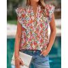 image:imageBTFBM Womens Tops Dressy Casual 2026 Spring Summer Shirts Boho Floral V Neck Ruffle Cap Sleeve Business Work BlousesFloral Black Red