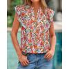 image:imageBTFBM Womens Tops Dressy Casual 2026 Spring Summer Shirts Boho Floral V Neck Ruffle Cap Sleeve Business Work BlousesFloral Black Red